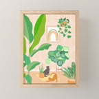 Home Green Home Garden with Cats Mini Art Print Gallery Image 1