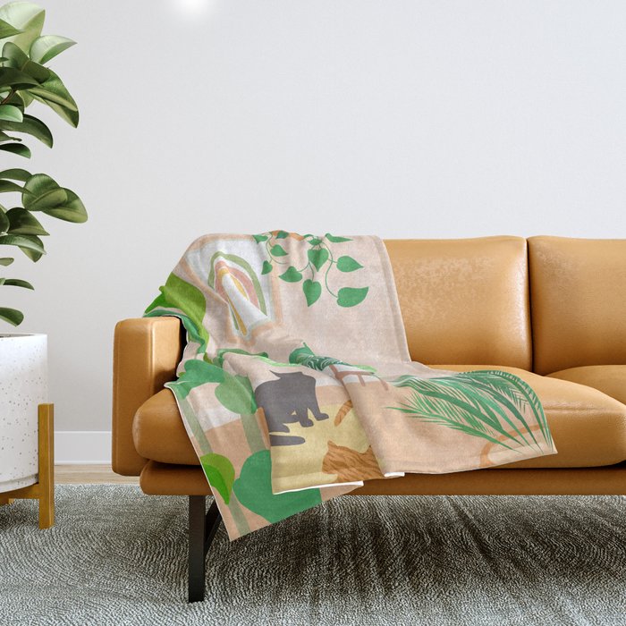 Home Green Home Garden with Cats Throw Blanket Gallery Image 1