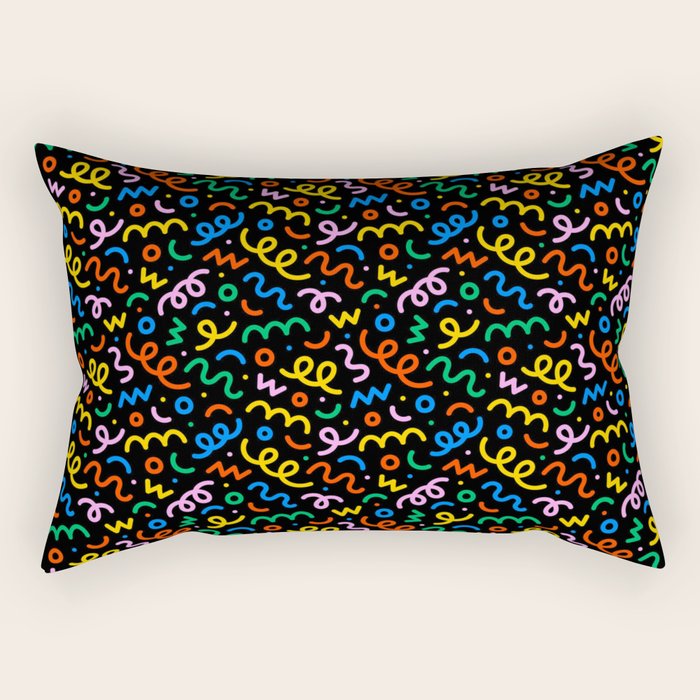 Fun colorful doodle art pattern Rectangular Pillow Gallery Image 1