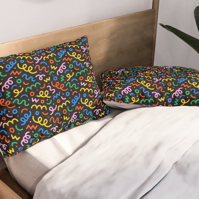 Fun colorful doodle art pattern Pillow Sham Gallery Image 2