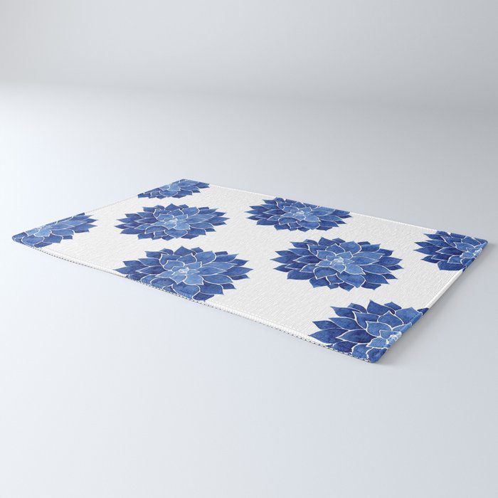 Indigo Succulent |  Watercolor Painting Rug Gallery Image 3