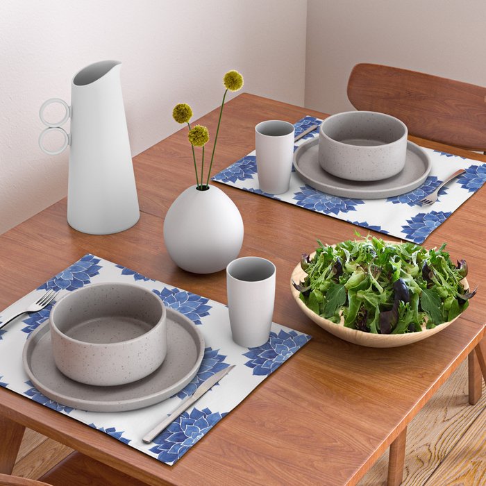 Indigo Succulent |  Watercolor Painting Placemat Gallery Image 2