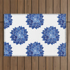 Indigo Succulent |  Watercolor Painting Outdoor Rug Gallery Image 1