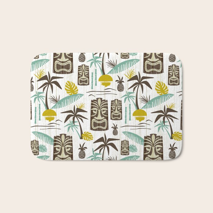 Island Tiki - White Bath Mat Gallery Image 1