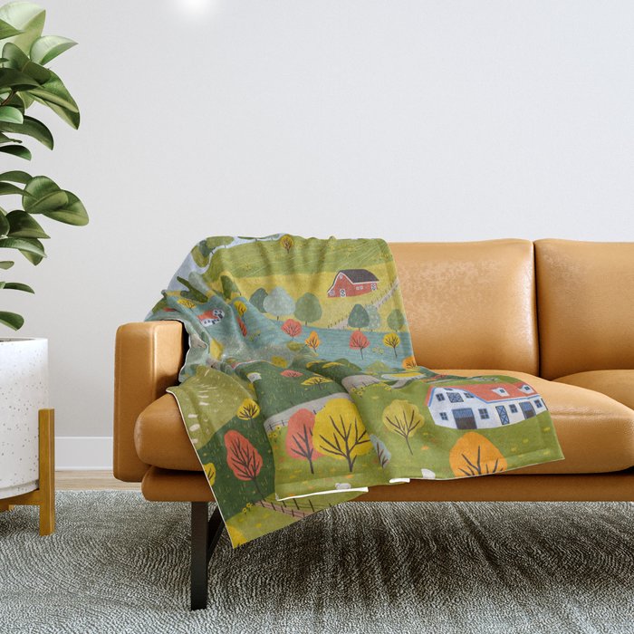 Fall villages Throw Blanket Gallery Image 1