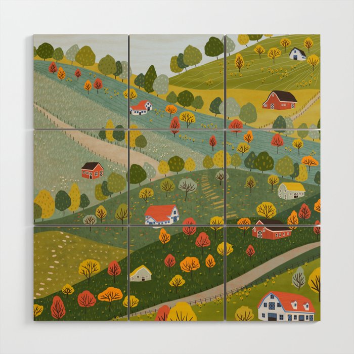 Fall villages Wood Wall Art Gallery Image 1