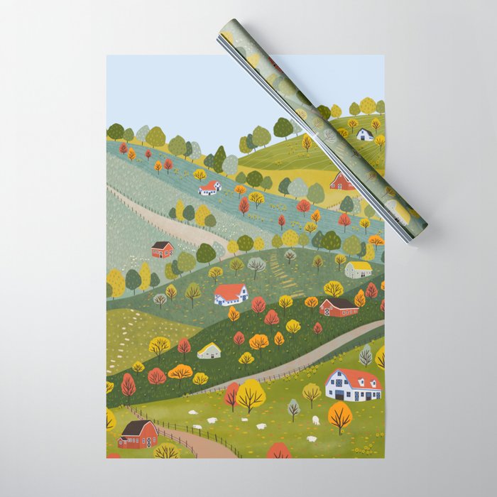 Fall villages Wrapping Paper Gallery Image 1