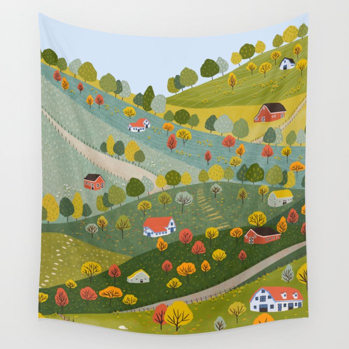 Fall villages Wall Tapestry Gallery Image 4