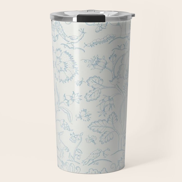 William Morris Middlemore Blue Cornflower Chalk Pattern Travel Mug Gallery Image 1
