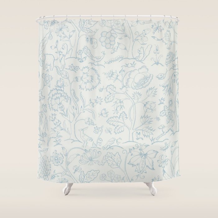 William Morris Middlemore Blue Cornflower Chalk Pattern Shower Curtain Gallery Image 1