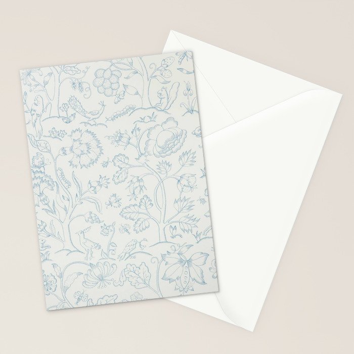 William Morris Middlemore Blue Cornflower Chalk Pattern Stationery Card Gallery Image 2