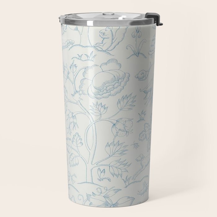 William Morris Middlemore Blue Cornflower Chalk Pattern Travel Mug Gallery Image 2