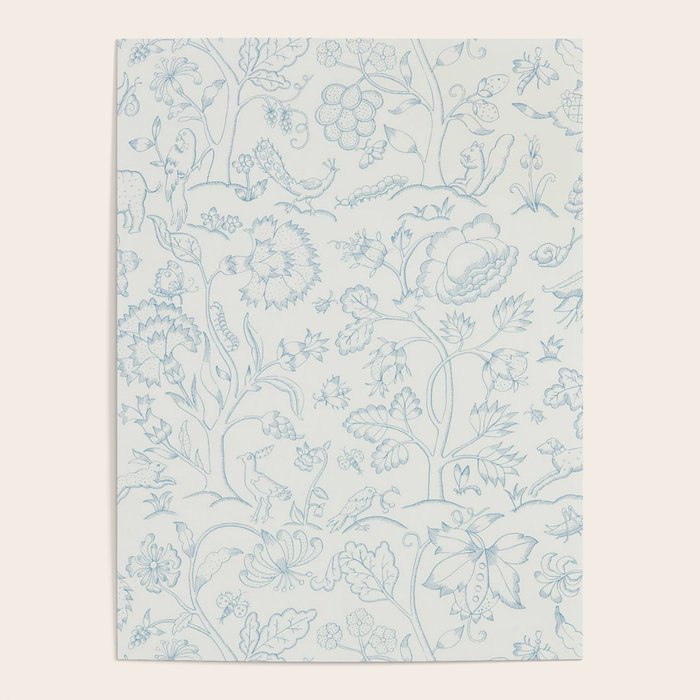 William Morris Middlemore Blue Cornflower Chalk Pattern Poster Gallery Image 4