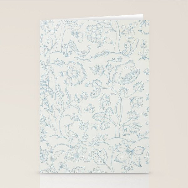 William Morris Middlemore Blue Cornflower Chalk Pattern Stationery Card Gallery Image 2