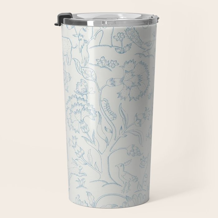 William Morris Middlemore Blue Cornflower Chalk Pattern Travel Mug Gallery Image 3
