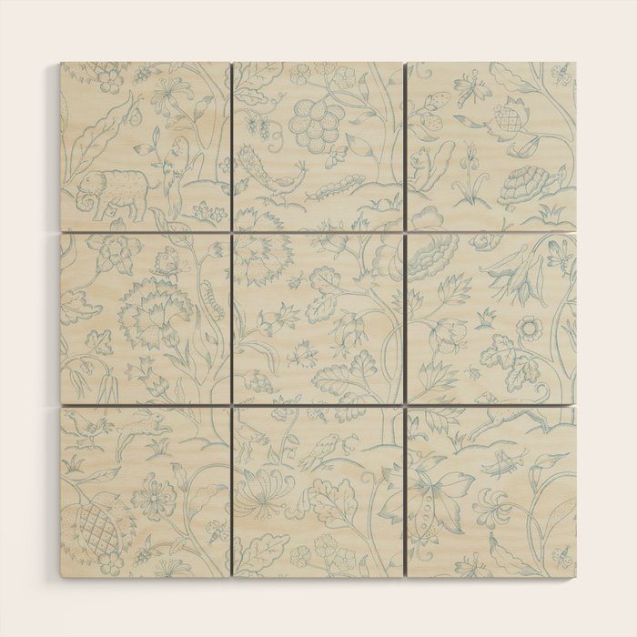 William Morris Middlemore Blue Cornflower Chalk Pattern Wood Wall Art Gallery Image 1
