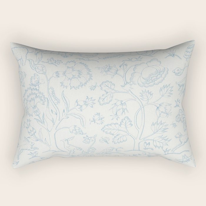 William Morris Middlemore Blue Cornflower Chalk Pattern Rectangular Pillow Gallery Image 1