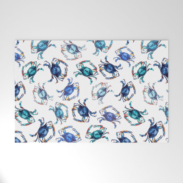 Watercolor Blue Crab Welcome Mat Gallery Image 1