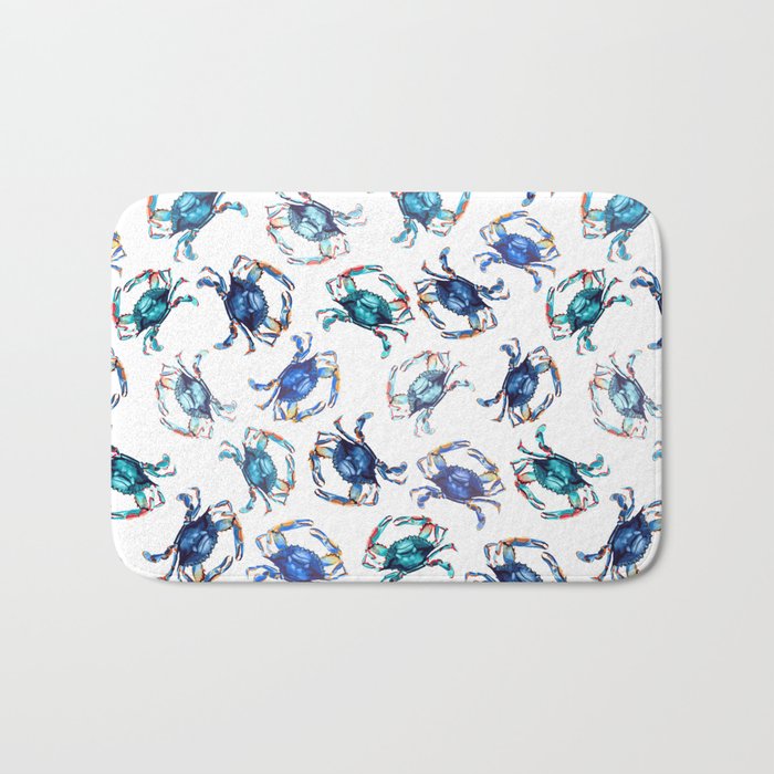 Watercolor Blue Crab Bath Mat Gallery Image 1