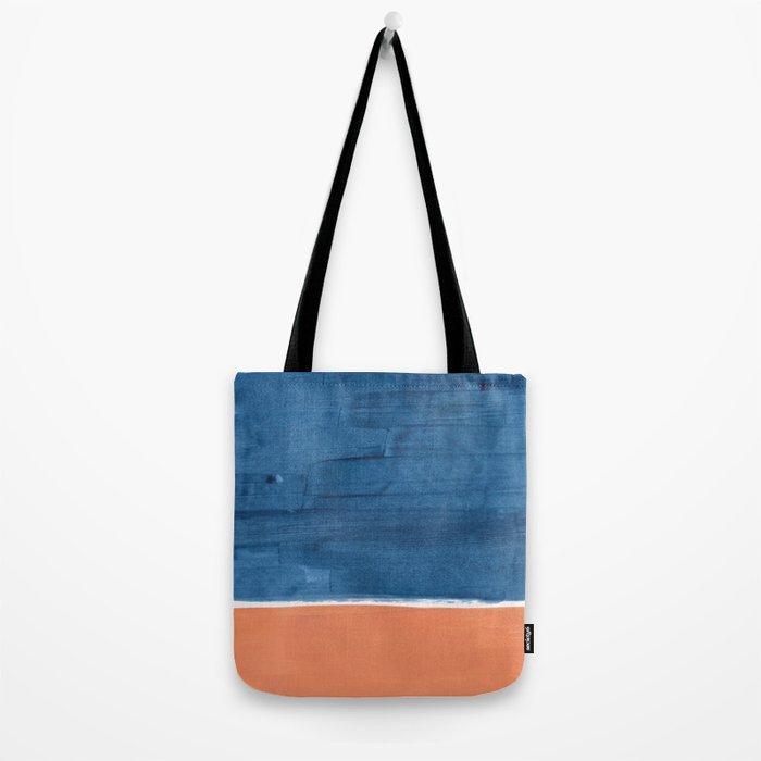 Navy Blye Tan Minimalist Modern Mid Century Rothko Color Block Squares by Ejaaz Haniff Tote Bag Gallery Image 2