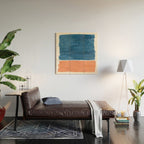 Navy Blye Tan Minimalist Modern Mid Century Rothko Color Block Squares by Ejaaz Haniff Wood Wall Art Gallery Image 2