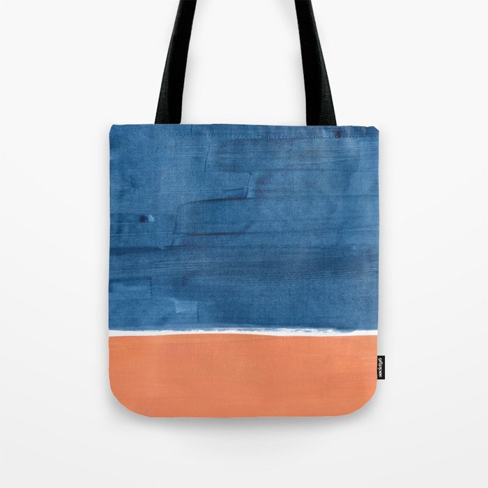Navy Blye Tan Minimalist Modern Mid Century Rothko Color Block Squares by Ejaaz Haniff Tote Bag Gallery Image 1