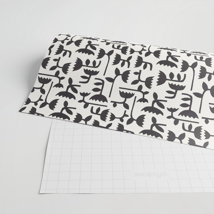 Linocut Tulip Pattern #3 Wrapping Paper Gallery Image 2