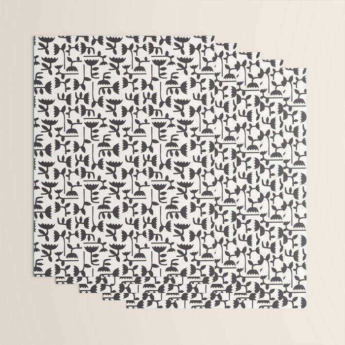 Linocut Tulip Pattern #3 Wrapping Paper Gallery Image 3