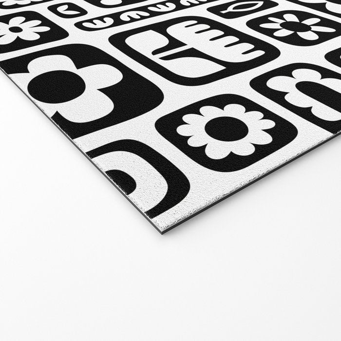 Vintage black and white floral art pattern Welcome Mat Gallery Image 2