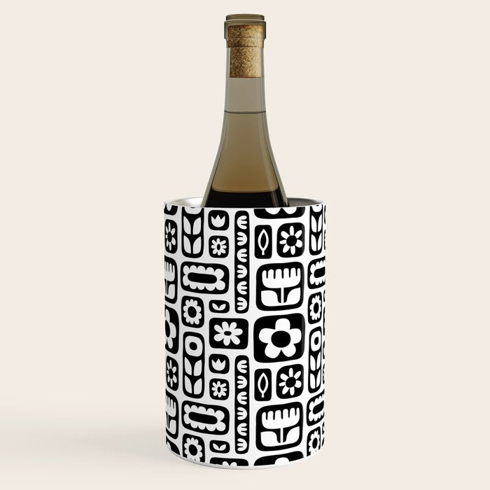 Vintage black and white floral art pattern Wine Chiller Gallery Image 3