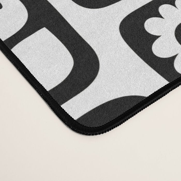 Vintage black and white floral art pattern Desk Mat Gallery Image 4
