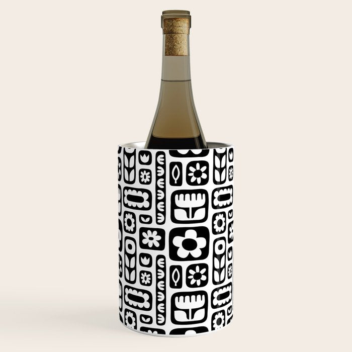 Vintage black and white floral art pattern Wine Chiller Gallery Image 2