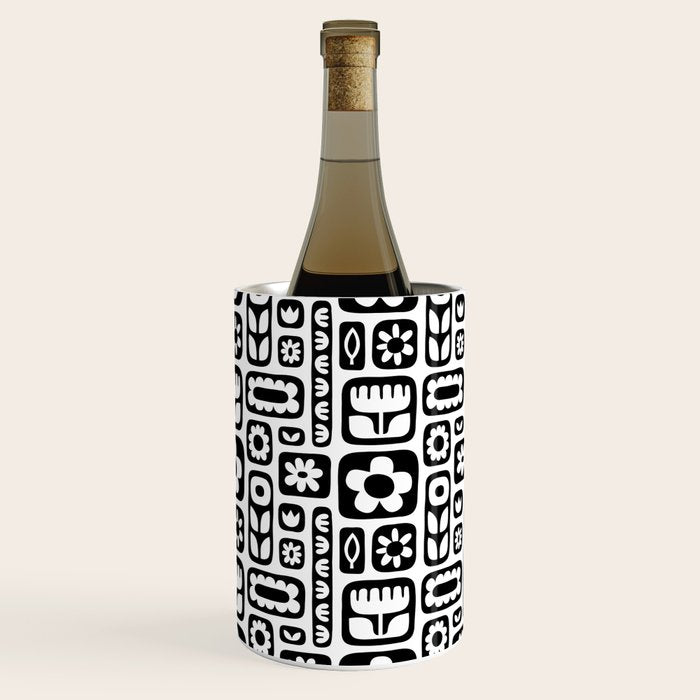 Vintage black and white floral art pattern Wine Chiller Gallery Image 1