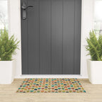 Tulips - Cute Scandinavian Floral Pattern in Midcentury Modern Mustard, Teal, Olive, and Orange on Beige Welcome Mat Gallery Image 3