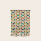 Tulips - Cute Scandinavian Floral Pattern in Midcentury Modern Mustard, Teal, Olive, and Orange on Beige Wall Hanging Gallery Image 1