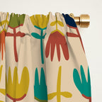 Tulips - Cute Scandinavian Floral Pattern in Midcentury Modern Mustard, Teal, Olive, and Orange on Beige Window Curtain Gallery Image 2