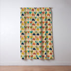 Tulips - Cute Scandinavian Floral Pattern in Midcentury Modern Mustard, Teal, Olive, and Orange on Beige Window Curtain Gallery Image 3