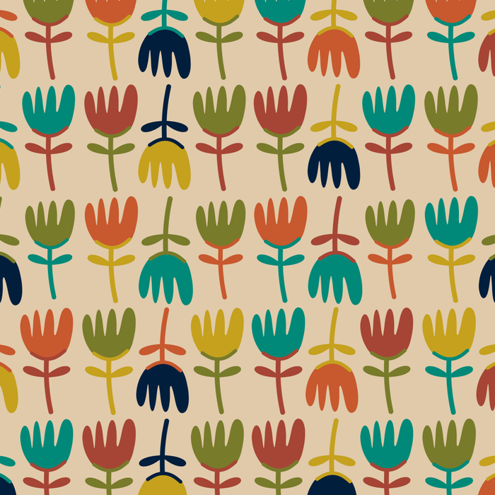 Tulips - Cute Scandinavian Floral Pattern in Midcentury Modern Mustard, Teal, Olive, and Orange on Beige Coffee Mug Gallery Image 2