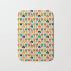 Tulips - Cute Scandinavian Floral Pattern in Midcentury Modern Mustard, Teal, Olive, and Orange on Beige Bath Mat Gallery Image 1