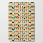 Tulips - Cute Scandinavian Floral Pattern in Midcentury Modern Mustard, Teal, Olive, and Orange on Beige Cutting Board Gallery Image 1