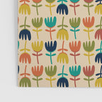 Tulips - Cute Scandinavian Floral Pattern in Midcentury Modern Mustard, Teal, Olive, and Orange on Beige Poster Gallery Image 3