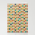 Tulips - Cute Scandinavian Floral Pattern in Midcentury Modern Mustard, Teal, Olive, and Orange on Beige Stationery Card Gallery Image 2
