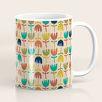 Tulips - Cute Scandinavian Floral Pattern in Midcentury Modern Mustard, Teal, Olive, and Orange on Beige Coffee Mug Gallery Image 1