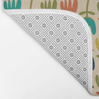 Tulips - Cute Scandinavian Floral Pattern in Midcentury Modern Mustard, Teal, Olive, and Orange on Beige Bath Mat Gallery Image 2