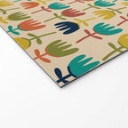 Tulips - Cute Scandinavian Floral Pattern in Midcentury Modern Mustard, Teal, Olive, and Orange on Beige Welcome Mat Gallery Image 2