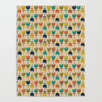 Tulips - Cute Scandinavian Floral Pattern in Midcentury Modern Mustard, Teal, Olive, and Orange on Beige Poster Gallery Image 4