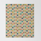 Tulips - Cute Scandinavian Floral Pattern in Midcentury Modern Mustard, Teal, Olive, and Orange on Beige Throw Blanket Gallery Image 2