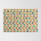 Tulips - Cute Scandinavian Floral Pattern in Midcentury Modern Mustard, Teal, Olive, and Orange on Beige Rug Gallery Image 2