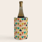 Tulips - Cute Scandinavian Floral Pattern in Midcentury Modern Mustard, Teal, Olive, and Orange on Beige Wine Chiller Gallery Image 3
