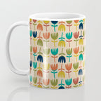 Tulips - Cute Scandinavian Floral Pattern in Midcentury Modern Mustard, Teal, Olive, and Orange on Beige Coffee Mug Gallery Image 3
